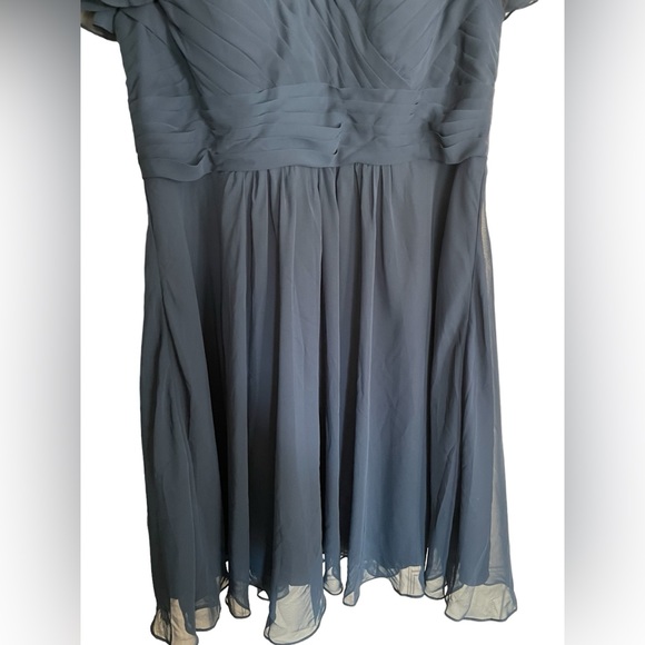 AZAZIE HADLEY A-Line Pleated Chiffon Knee-Length Dress Dark Navy custom size - Picture 8 of 15